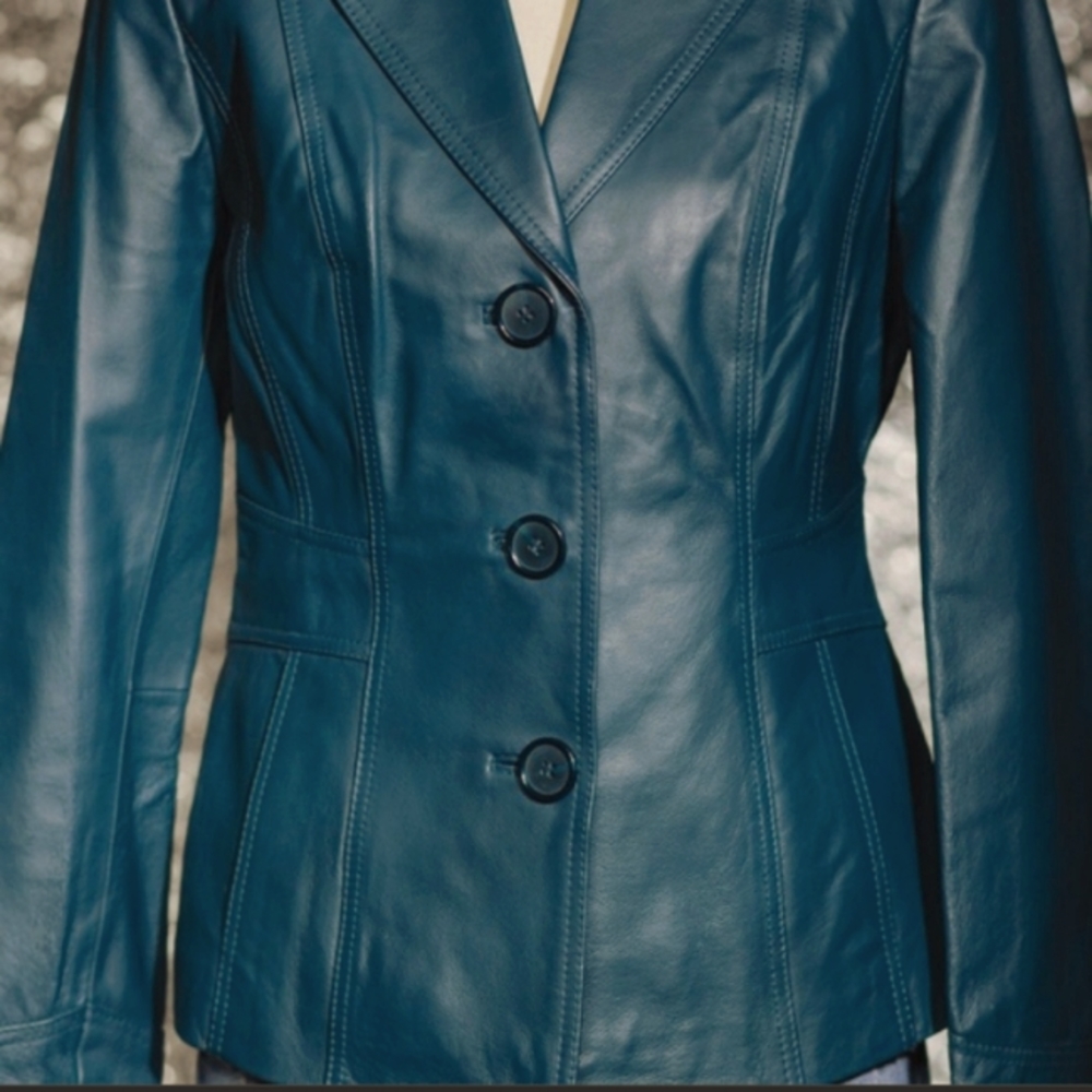 East 5th Genuine Leather Dark Teal Jacket